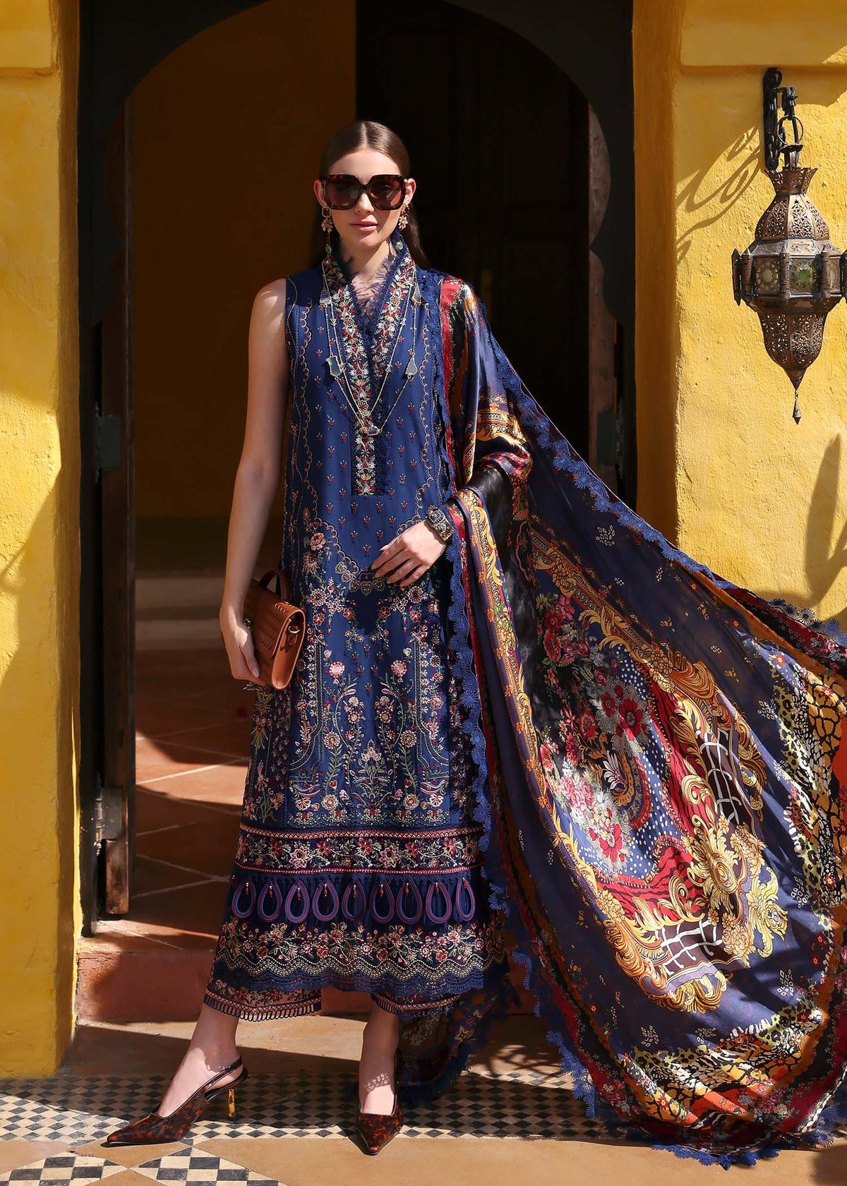 KANWAL MALIK : Elysia Luxury Lawn 2025 Unstitched - Azure - Aarzu