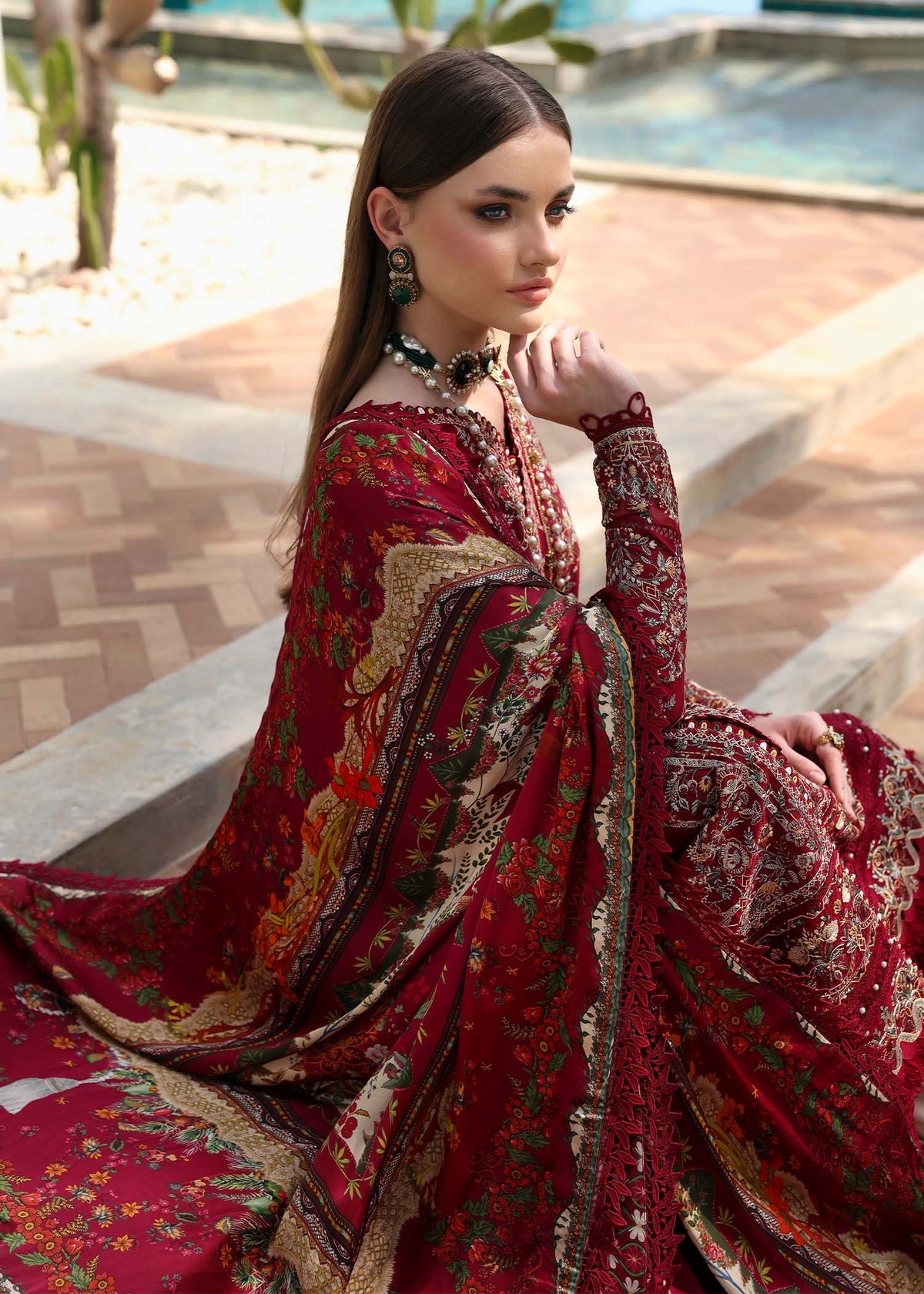KANWAL MALIK : Elysia Luxury Lawn 2025 Unstitched - Marina - Aarzu