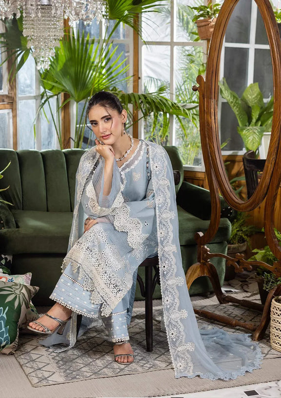 ELAF | E.Craft Luxury Chikankari Lawn 2025 - 3B Sky Dream