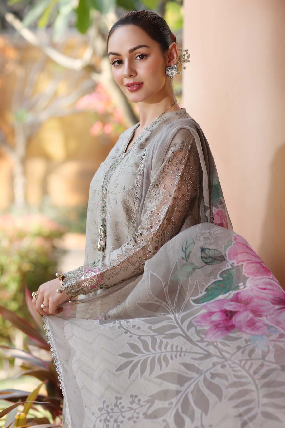 NOOR by Sadia Asad | Luxury Laserkari Lawn 2025 - D1-B
