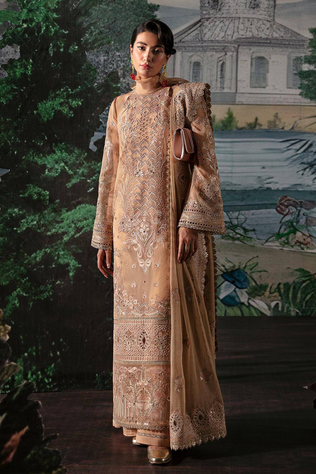 afrozeh la fuchsia chiffon organza original pakistani suits