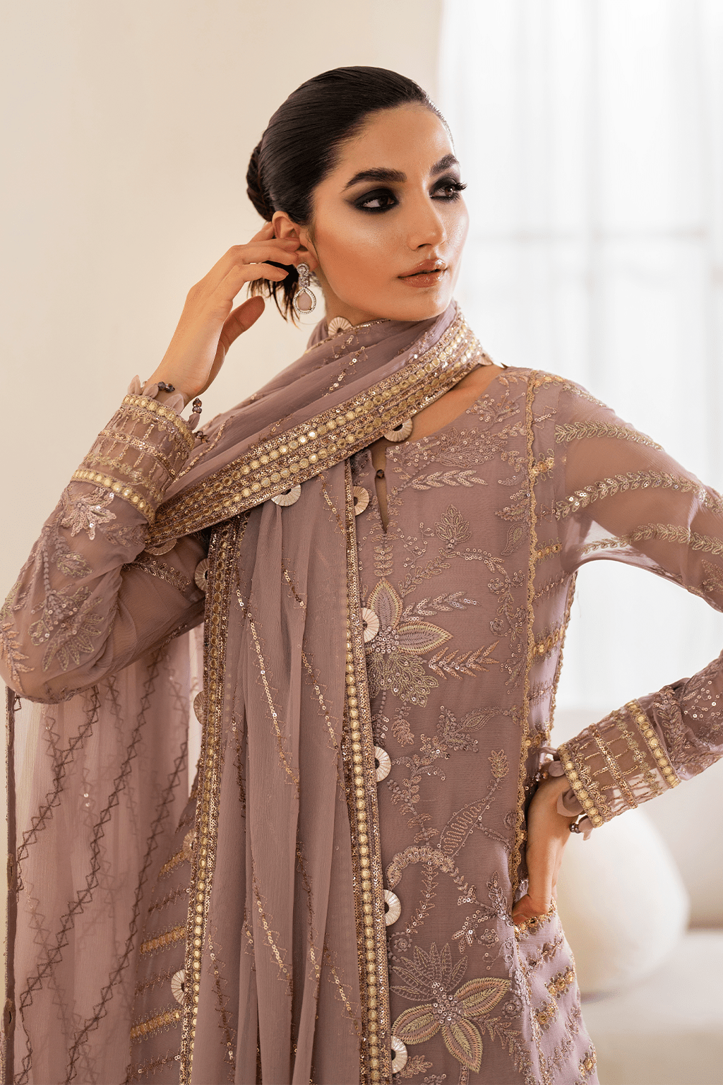 IZNIK | Chinon Chiffon '24 | CC-48 Embroidered Chiffon Unstitched - Aarzu