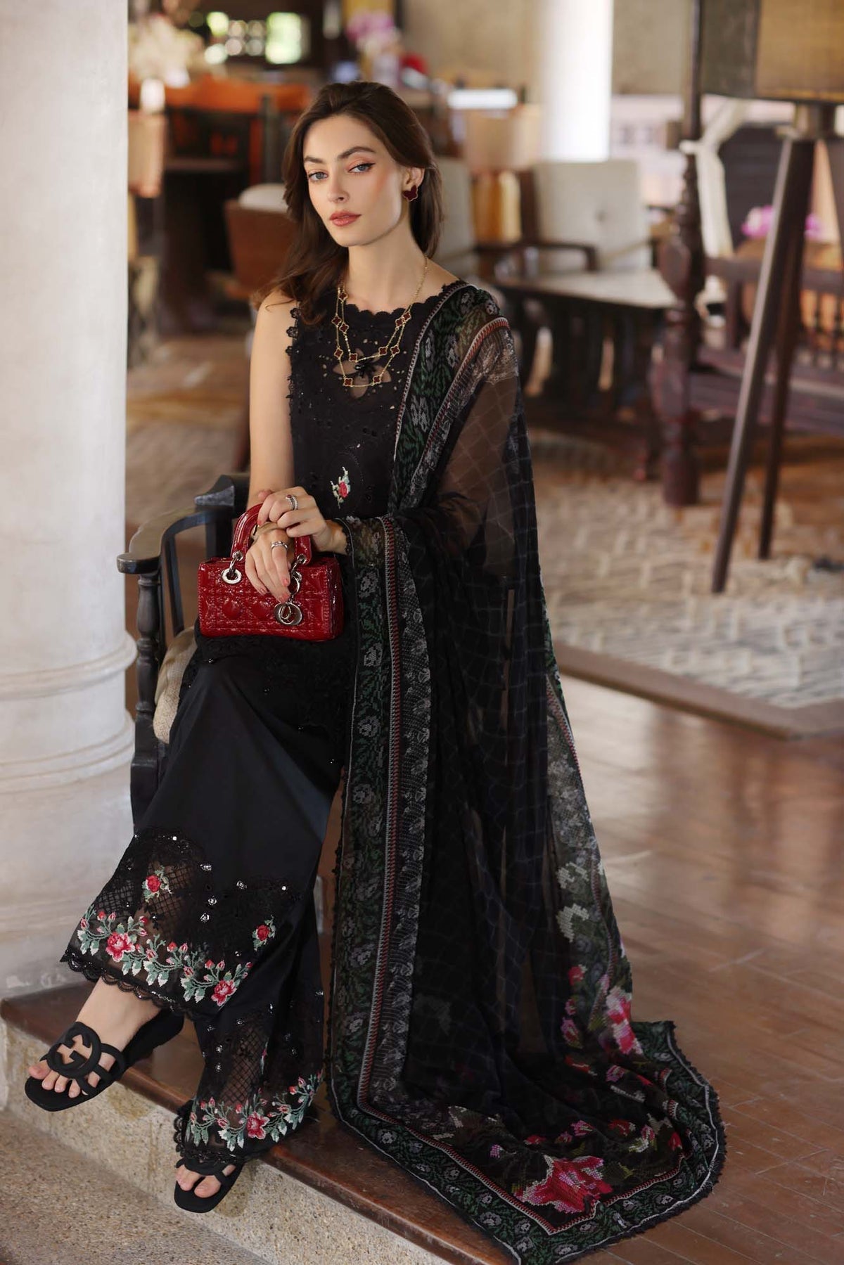 NOOR by Sadia Asad | Luxury Laserkari Lawn 2025 - D4-A
