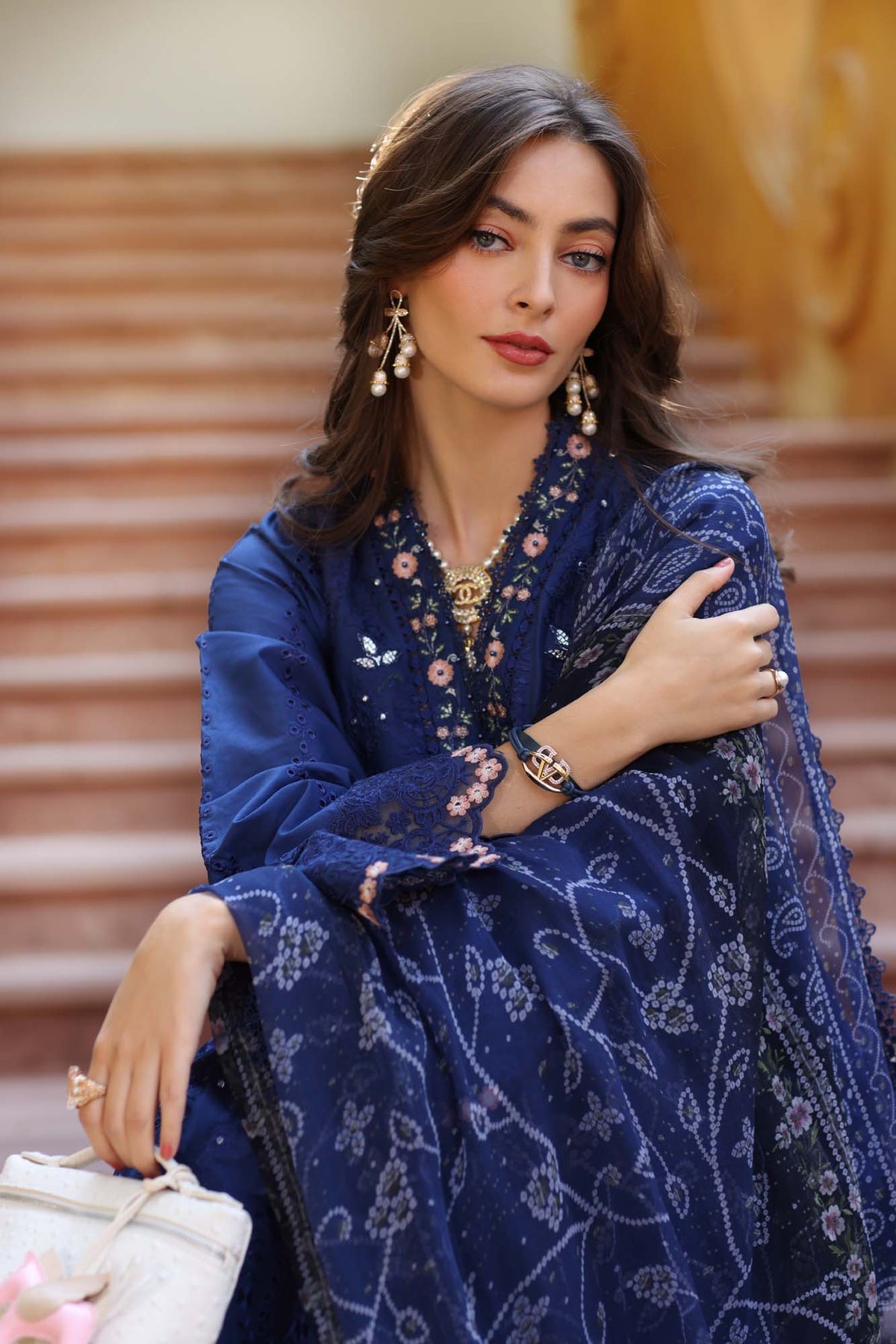 NOOR by Sadia Asad | Luxury Laserkari Lawn 2025 - D5-B