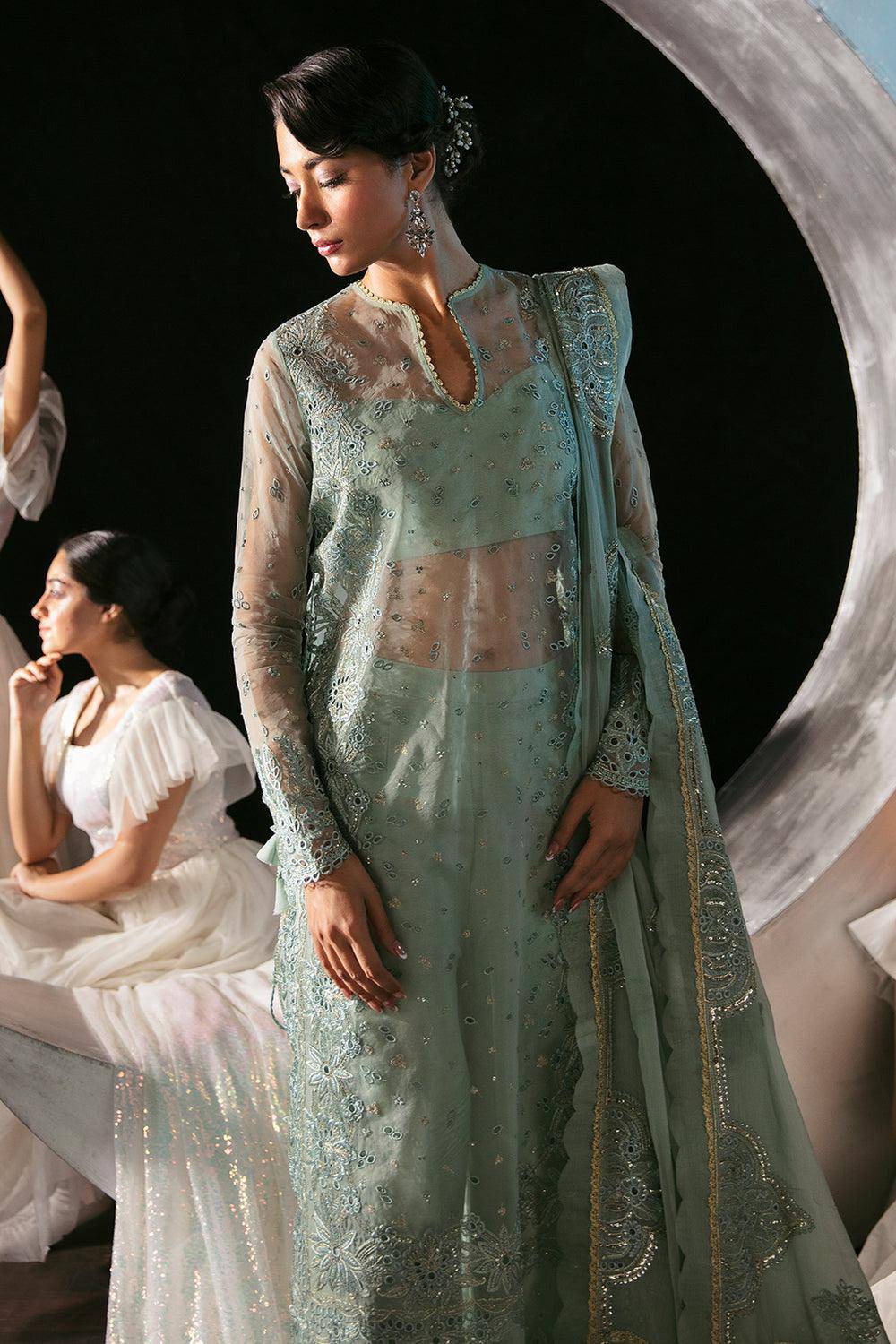 afrozeh la fuchsia chiffon organza original pakistani suits
