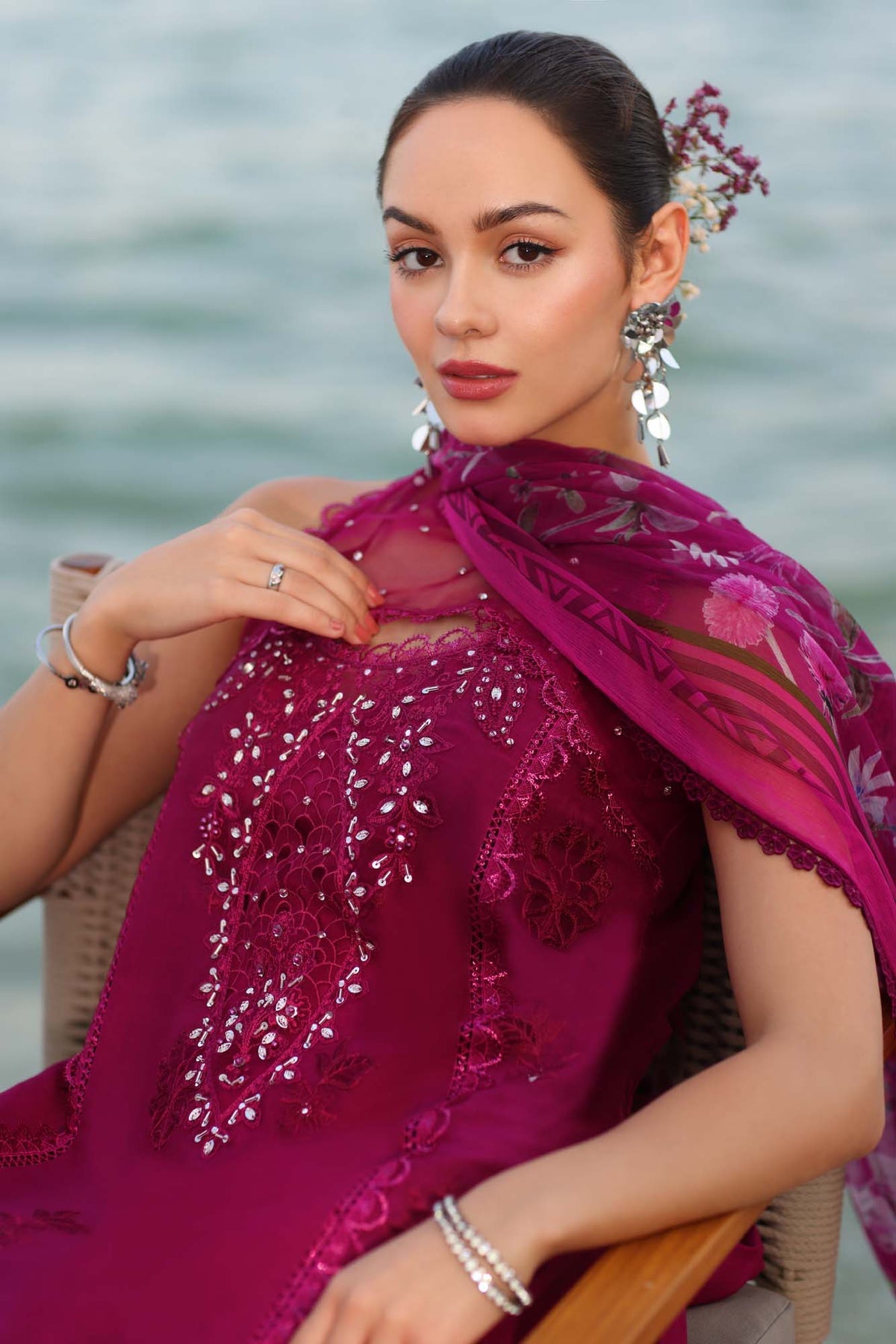 NOOR by Sadia Asad | Luxury Laserkari Lawn 2025 - D9-A