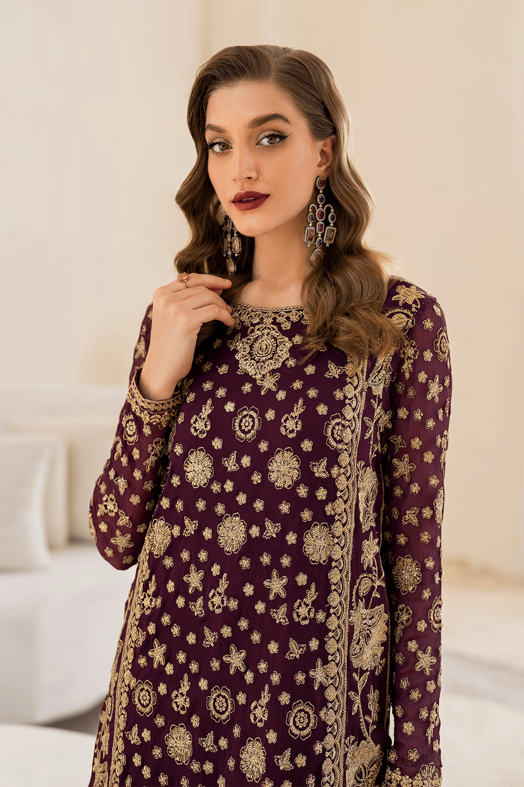 IZNIK | Chinon Chiffon '24 | CC-42 Embroidered Chiffon Unstitched - Aarzu