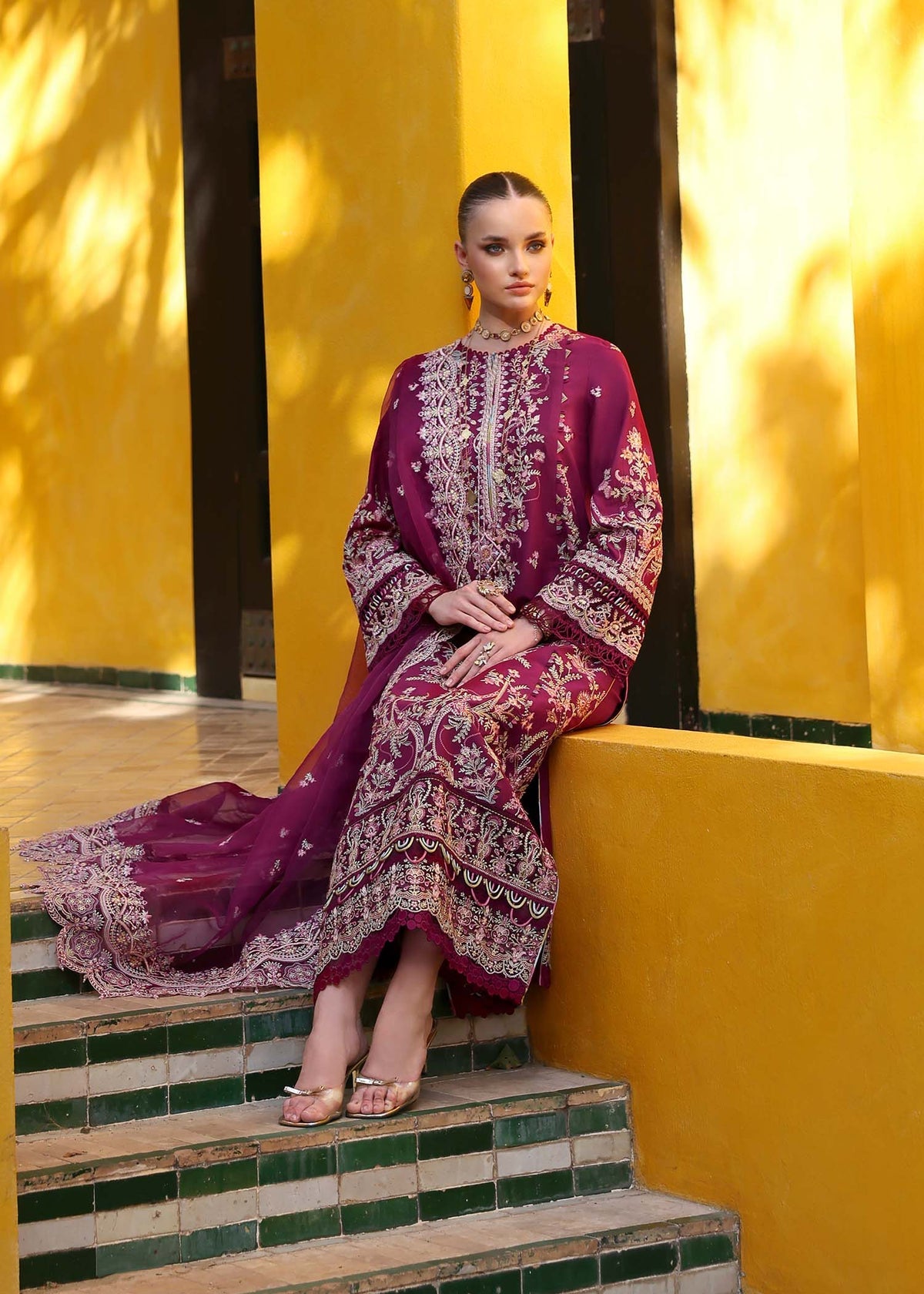 KANWAL MALIK : Elysia Luxury Lawn 2025 Unstitched - Lavena - Aarzu