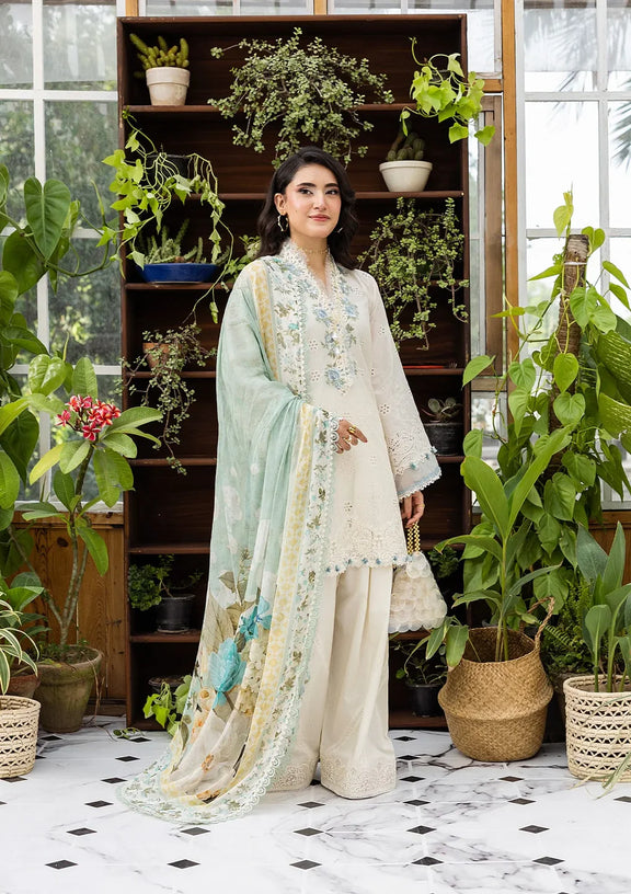 ELAF | E.Craft Luxury Chikankari Lawn 2025 - 1B Pearlista