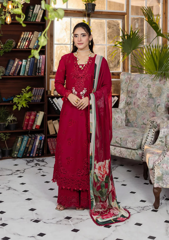 ELAF | E.Craft Luxury Chikankari Lawn 2025 - 4A Rubelet