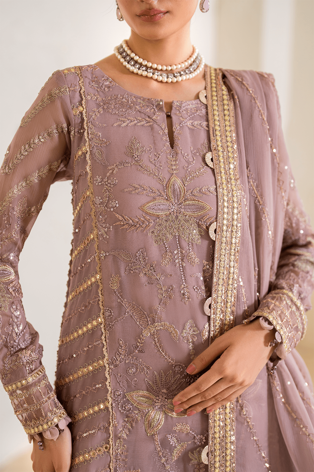 IZNIK | Chinon Chiffon '24 | CC-48 Embroidered Chiffon Unstitched - Aarzu