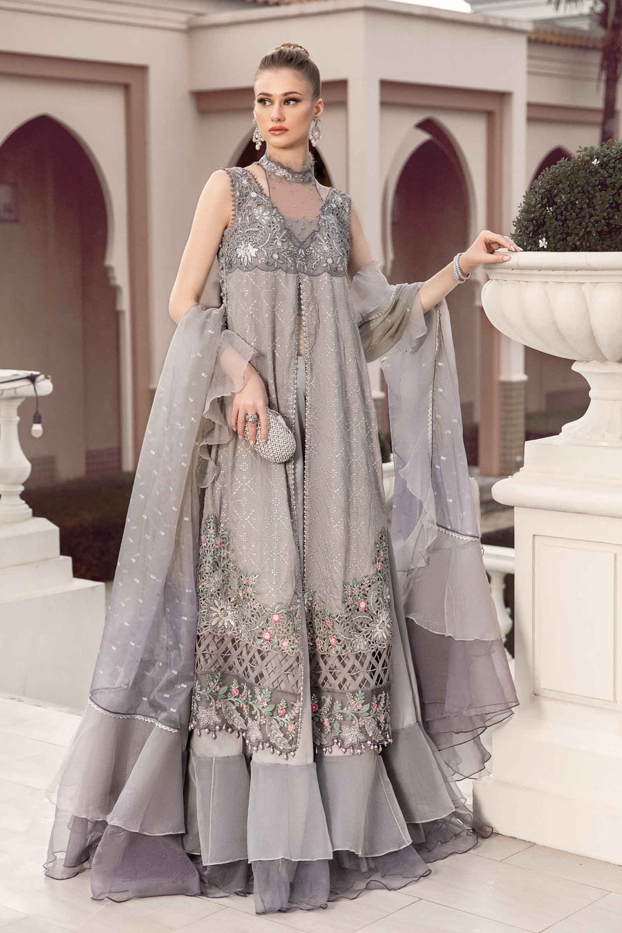 MARIA.B | Sateen Fall Collection Unstitched |  GREY