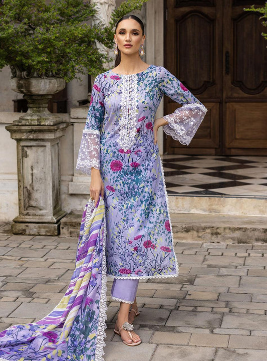 Zainab Chottani | Tahra Lawn Unstitched | Frosty Orchid |