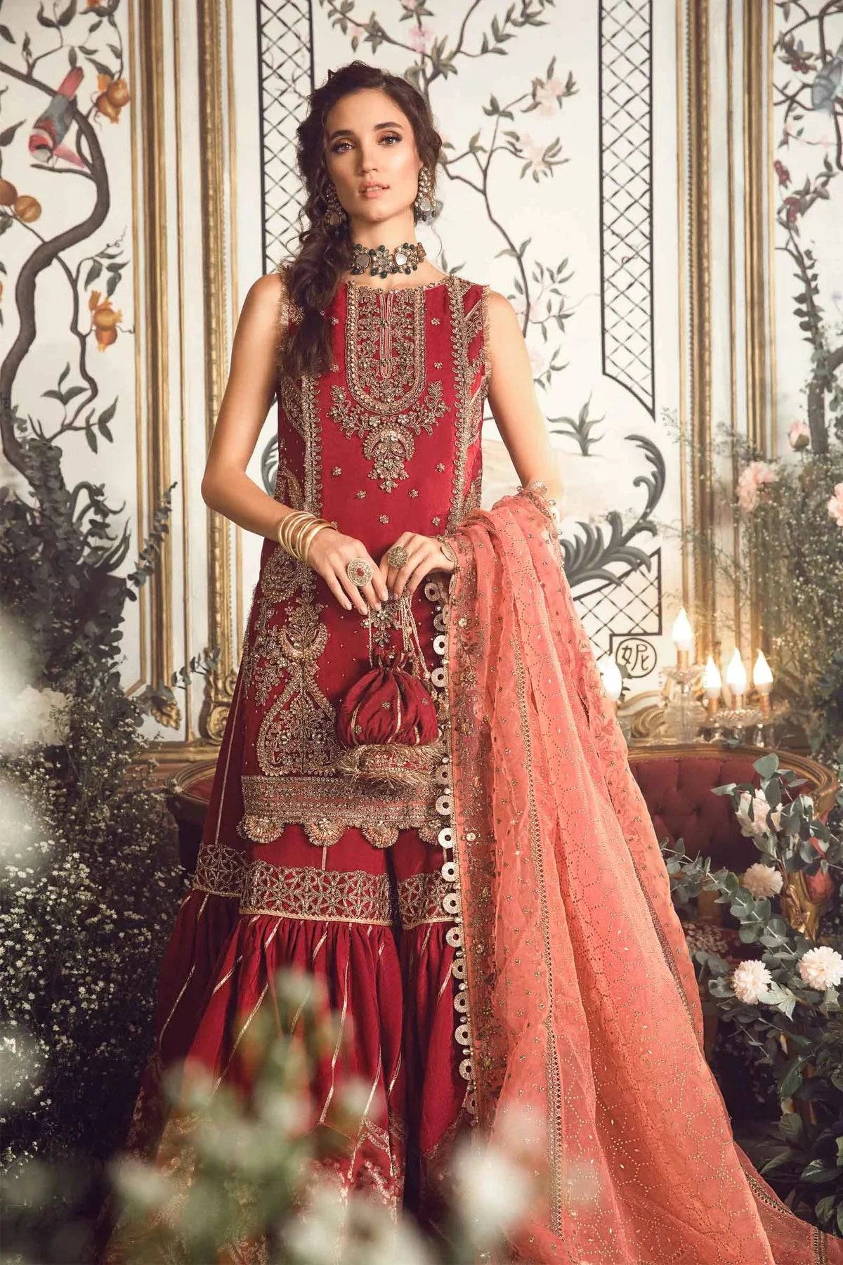 Mbroidered by Maria B | Maroon | Winter Wedding Edition’23 Unstitched BD-2708 - Aarzu