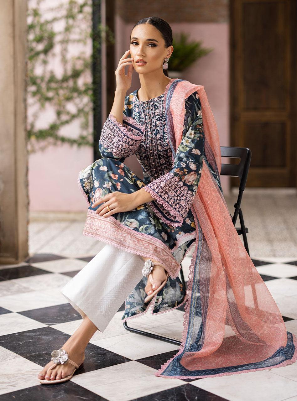 Zainab Chottani | Tahra Lawn Unstitched | Jade Charm |