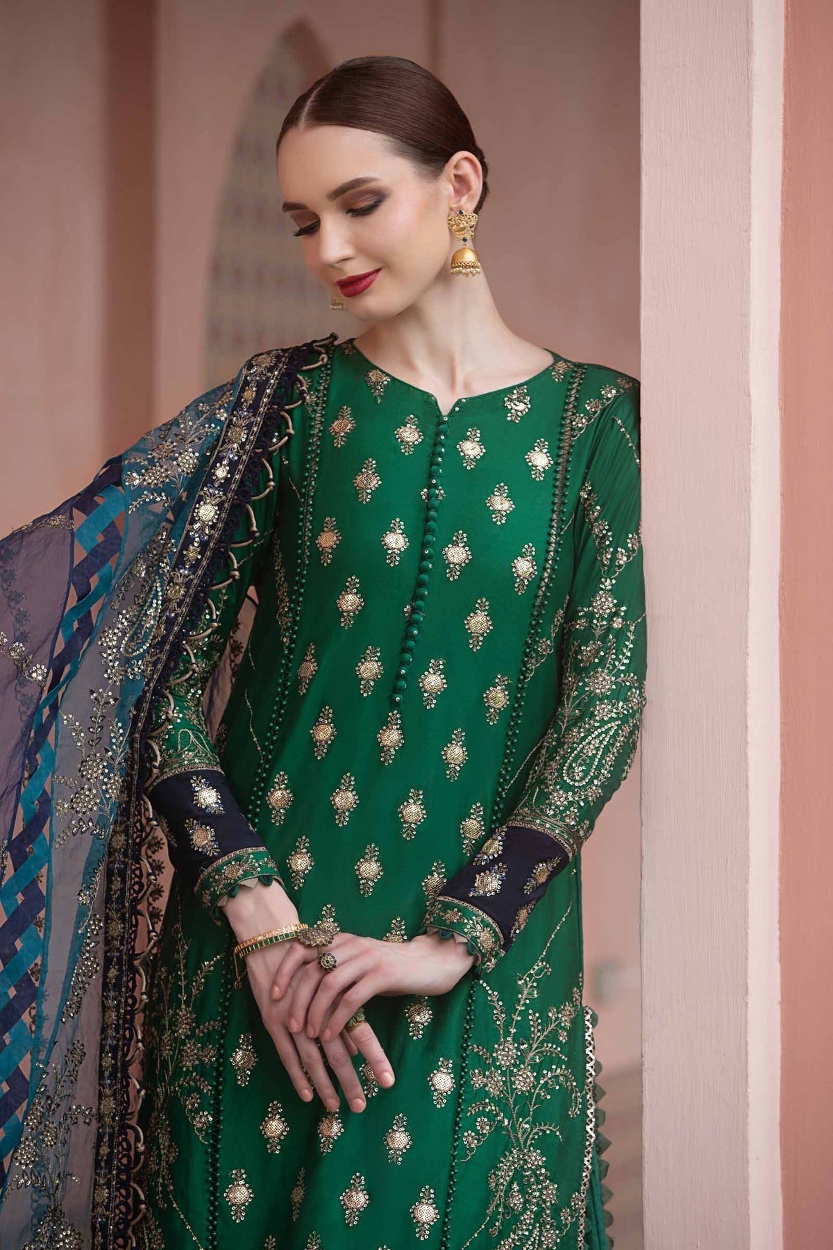 MARIA.B | Sateen Fall Collection Unstitched | EMERALD GREEN
