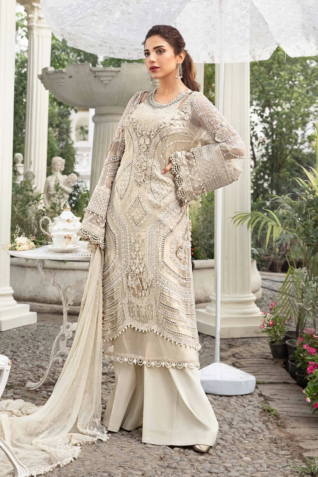 MARIA.B | Chiffon 2025 Unstitched - White [RESTOCKED]