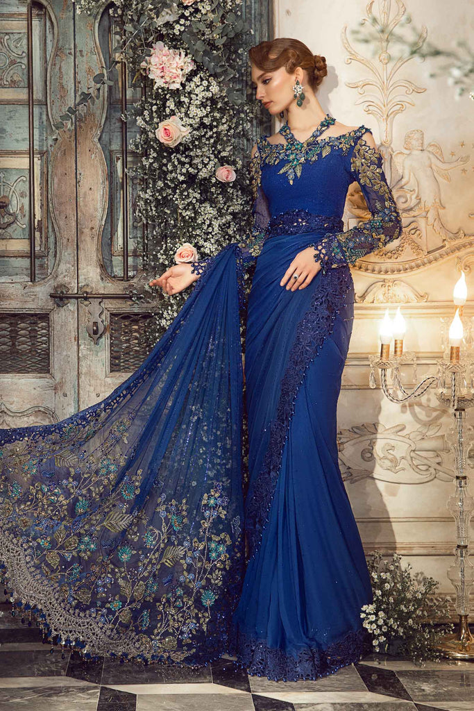 MARIA.B | Mbroidered Wedding  Unstitched - Cobalt Blue [RESTOCKED] - Aarzu