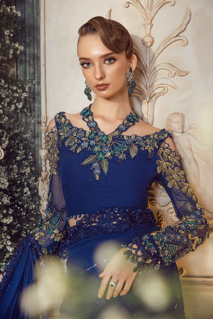 MARIA.B | Mbroidered Wedding  Unstitched - Cobalt Blue [RESTOCKED] - Aarzu