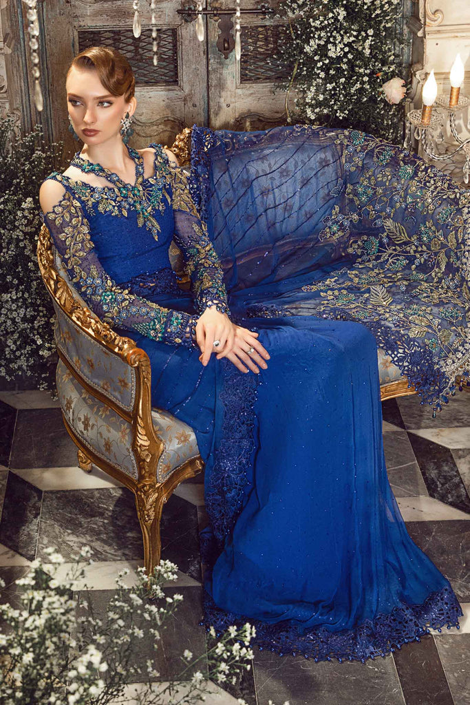 MARIA.B | Mbroidered Wedding  Unstitched - Cobalt Blue [RESTOCKED] - Aarzu