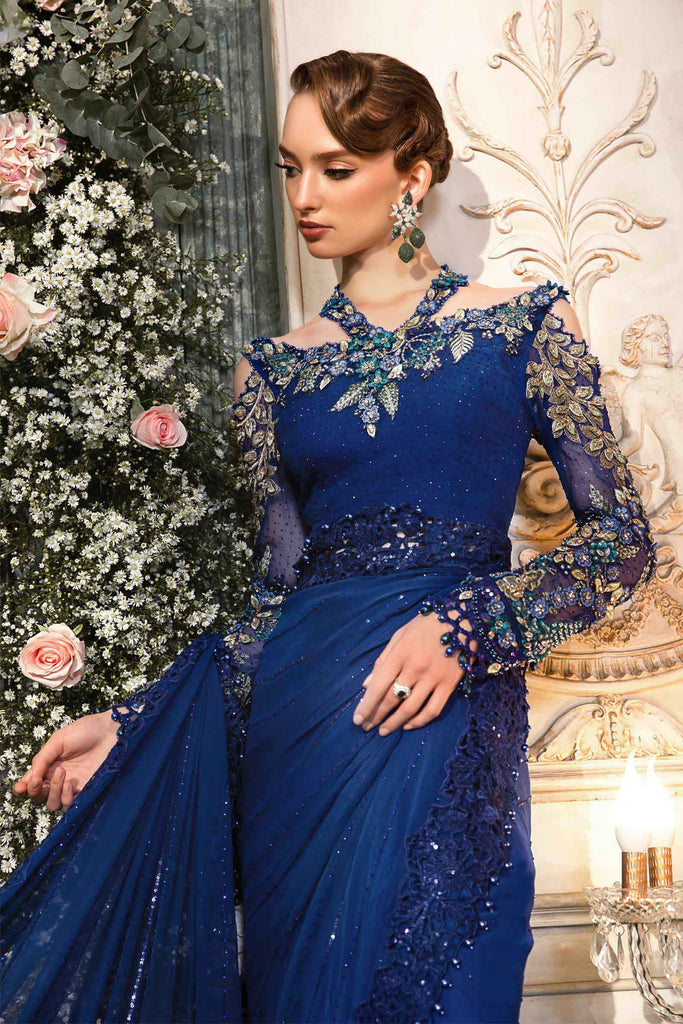 MARIA.B | Mbroidered Wedding  Unstitched - Cobalt Blue [RESTOCKED] - Aarzu