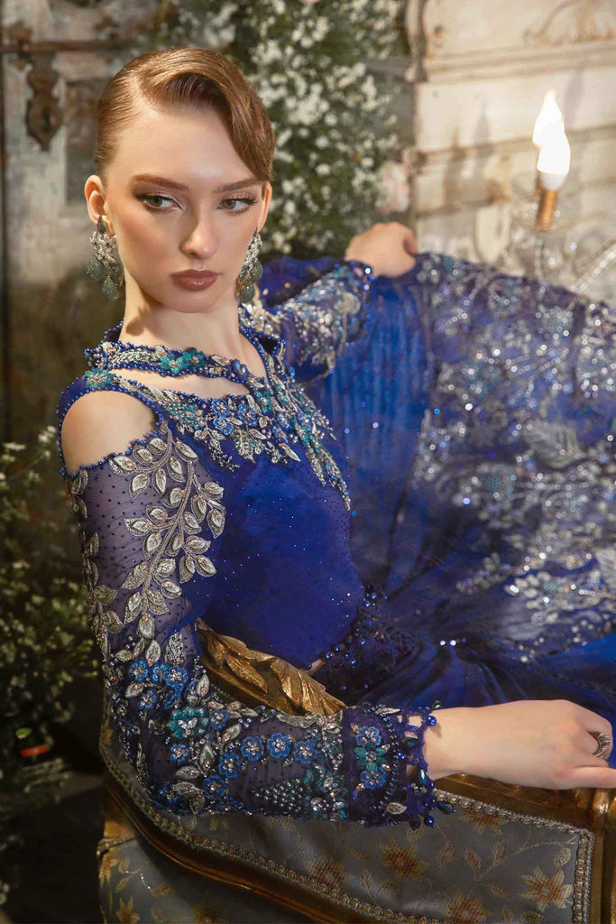 MARIA.B | Mbroidered Wedding  Unstitched - Cobalt Blue [RESTOCKED] - Aarzu