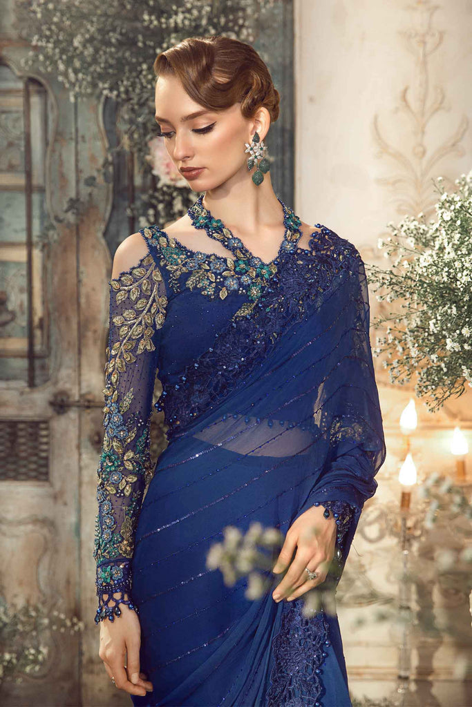 MARIA.B | Mbroidered Wedding  Unstitched - Cobalt Blue [RESTOCKED] - Aarzu