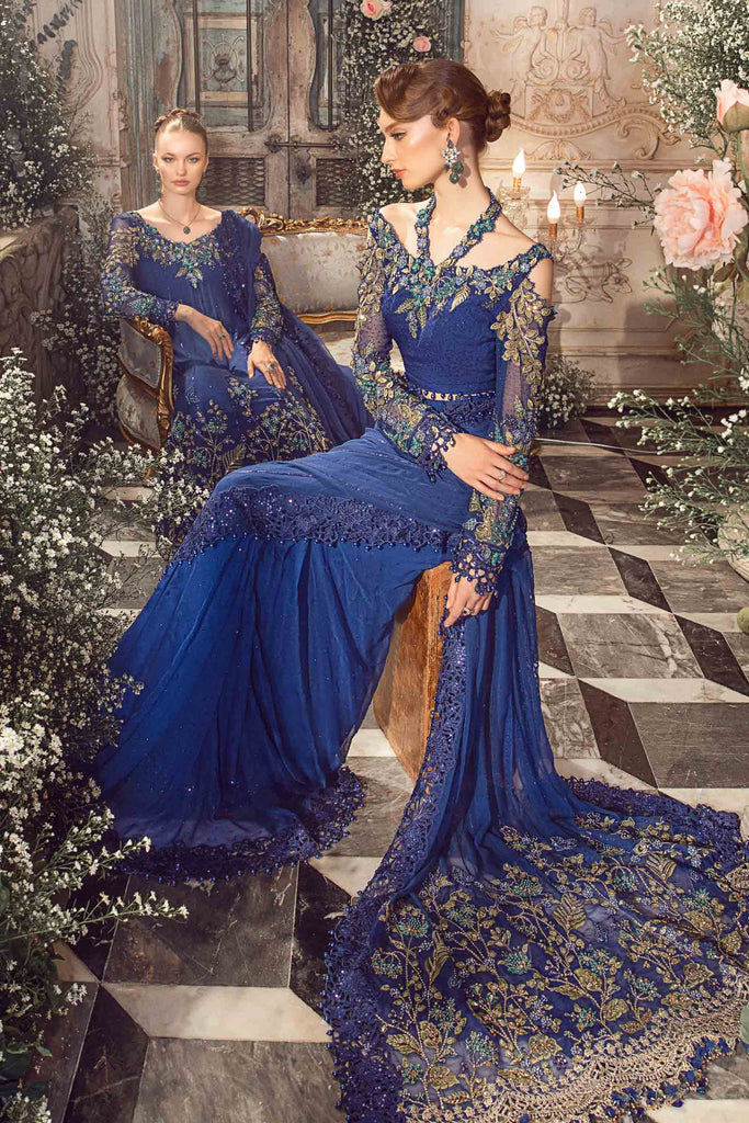 MARIA.B | Mbroidered Wedding  Unstitched - Cobalt Blue [RESTOCKED] - Aarzu