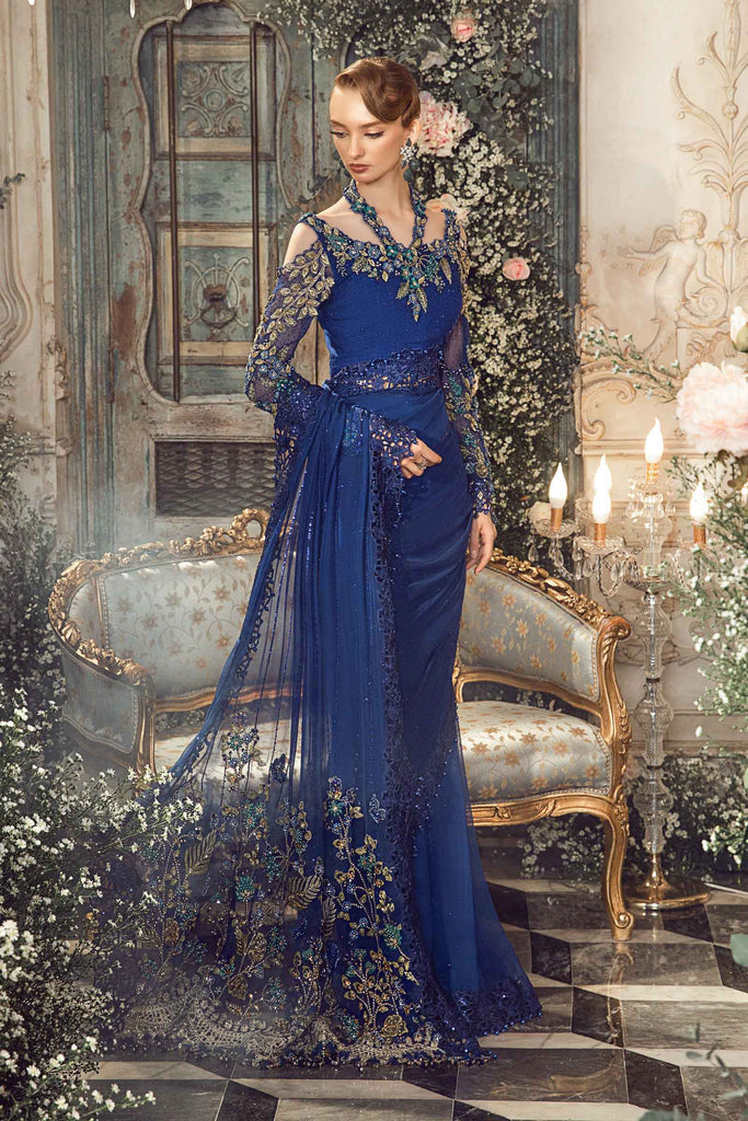 MARIA.B | Mbroidered Wedding  Unstitched - Cobalt Blue [RESTOCKED] - Aarzu