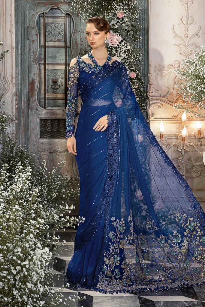 MARIA.B | Mbroidered Wedding  Unstitched - Cobalt Blue [RESTOCKED] - Aarzu