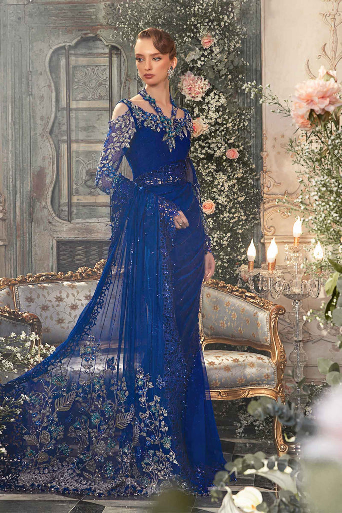 MARIA.B | Mbroidered Wedding  Unstitched - Cobalt Blue [RESTOCKED] - Aarzu