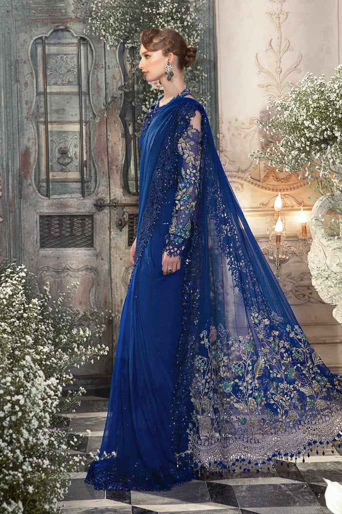 MARIA.B | Mbroidered Wedding  Unstitched - Cobalt Blue [RESTOCKED] - Aarzu