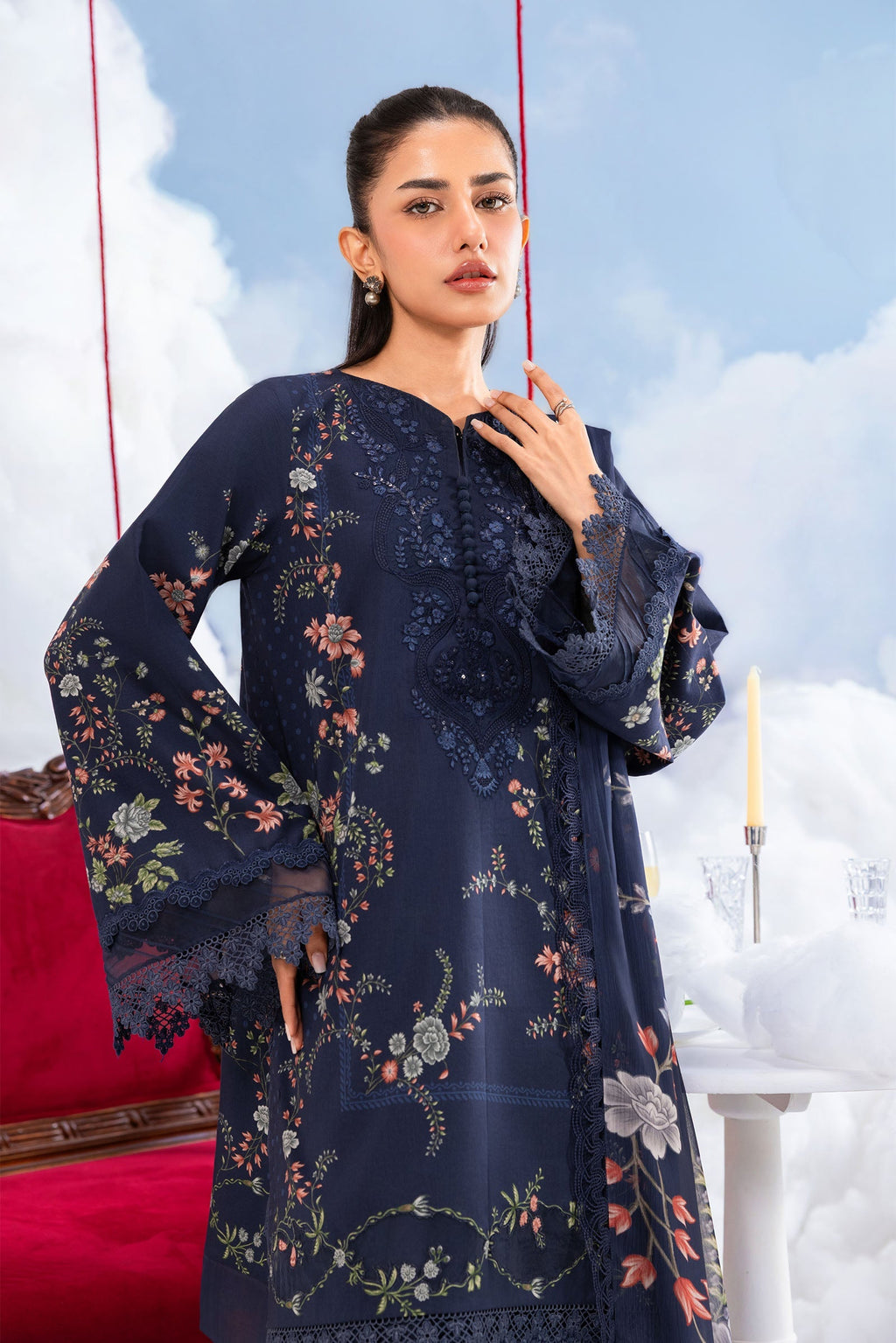 MARIA.B | M.BASICS Dreamscape Lawn Unstitched - 7B - Aarzu