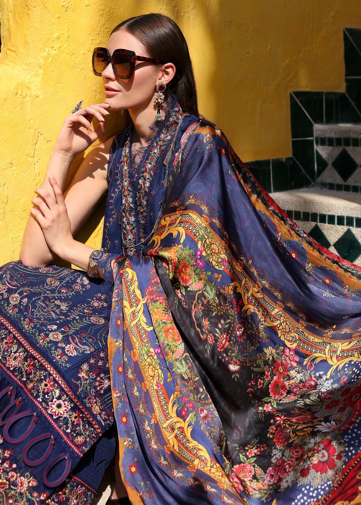 KANWAL MALIK : Elysia Luxury Lawn 2025 Unstitched - Azure