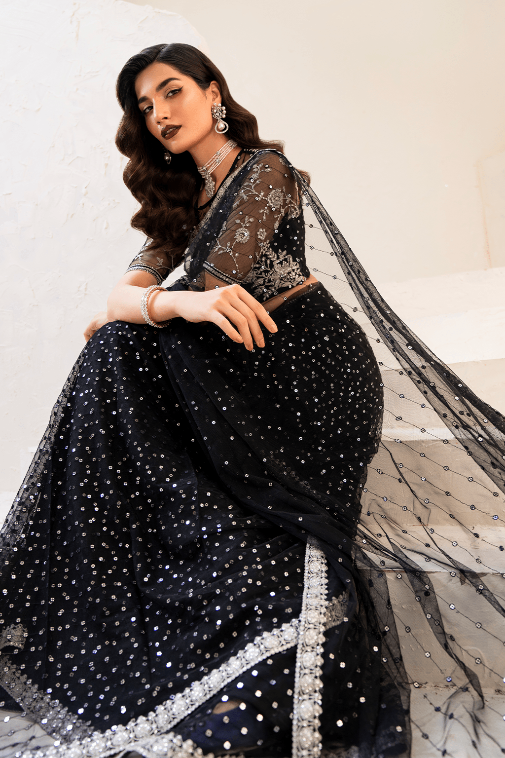 IZNIK | Chinon Chiffon '24 | CC-50 Embroidered Net Unstitched - Aarzu