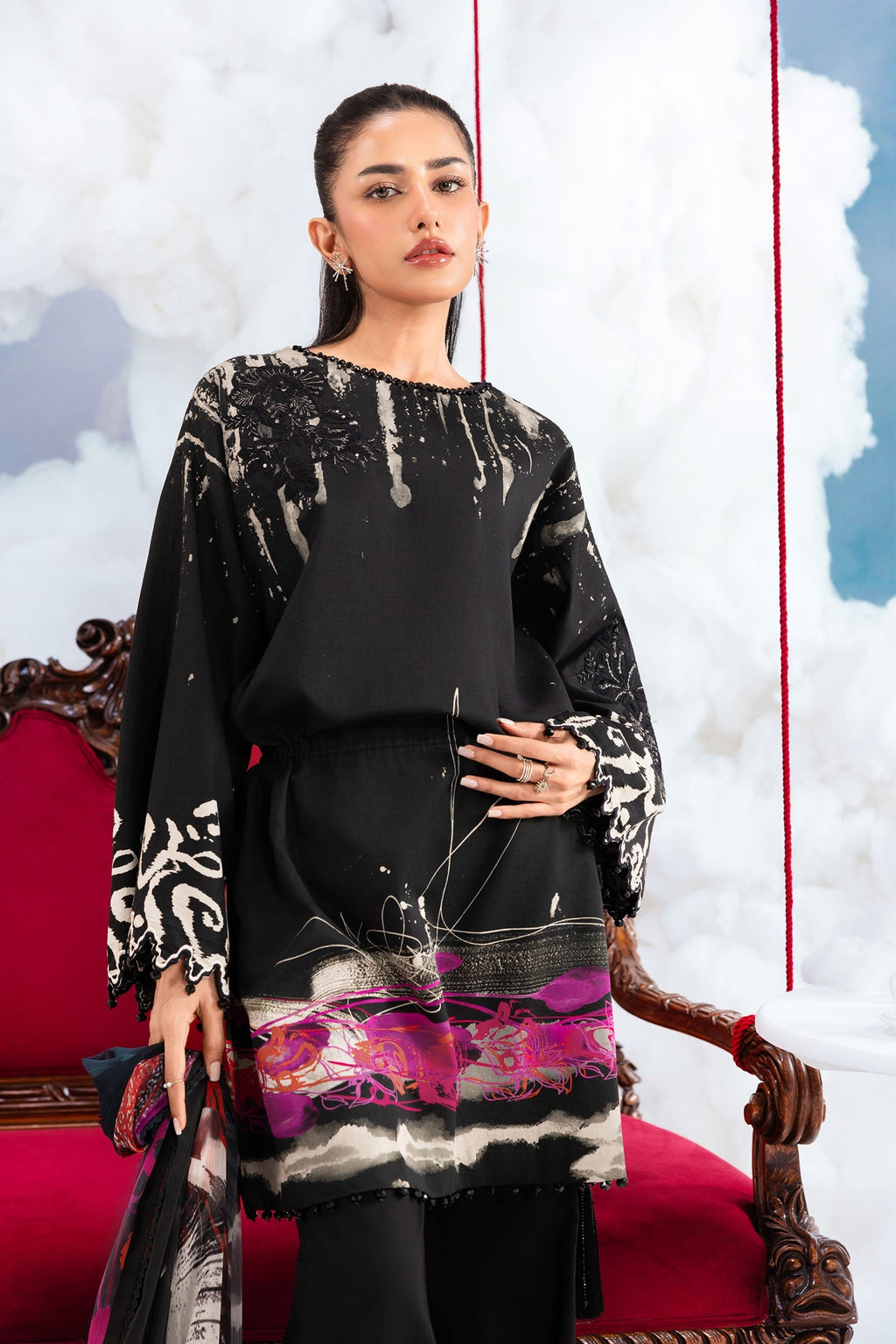 MARIA.B | M.BASICS Dreamscape Lawn Unstitched - 6A - Aarzu