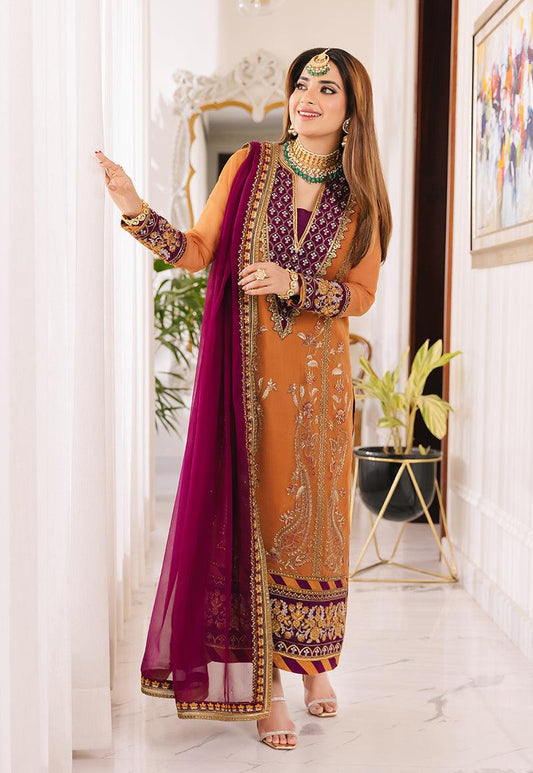 ASIM JOFA | Mahru | AJSM-38 Embroidered Chiffon Unstitched - Aarzu