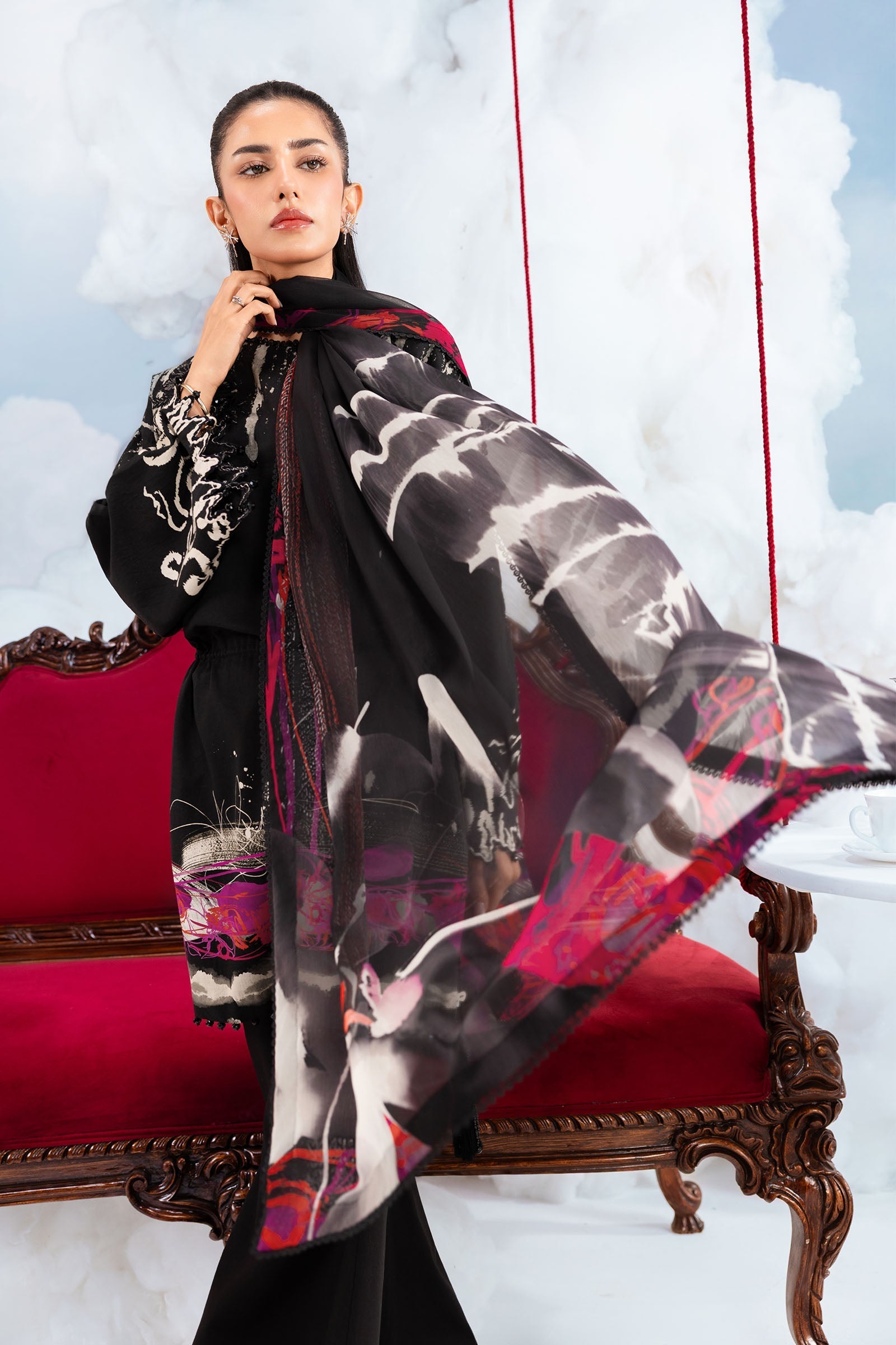 MARIA.B | M.BASICS Dreamscape Lawn Unstitched - 6A - Aarzu