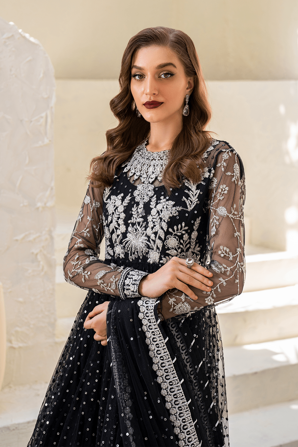 IZNIK | Chinon Chiffon '24 | CC-50 Embroidered Net Unstitched - Aarzu