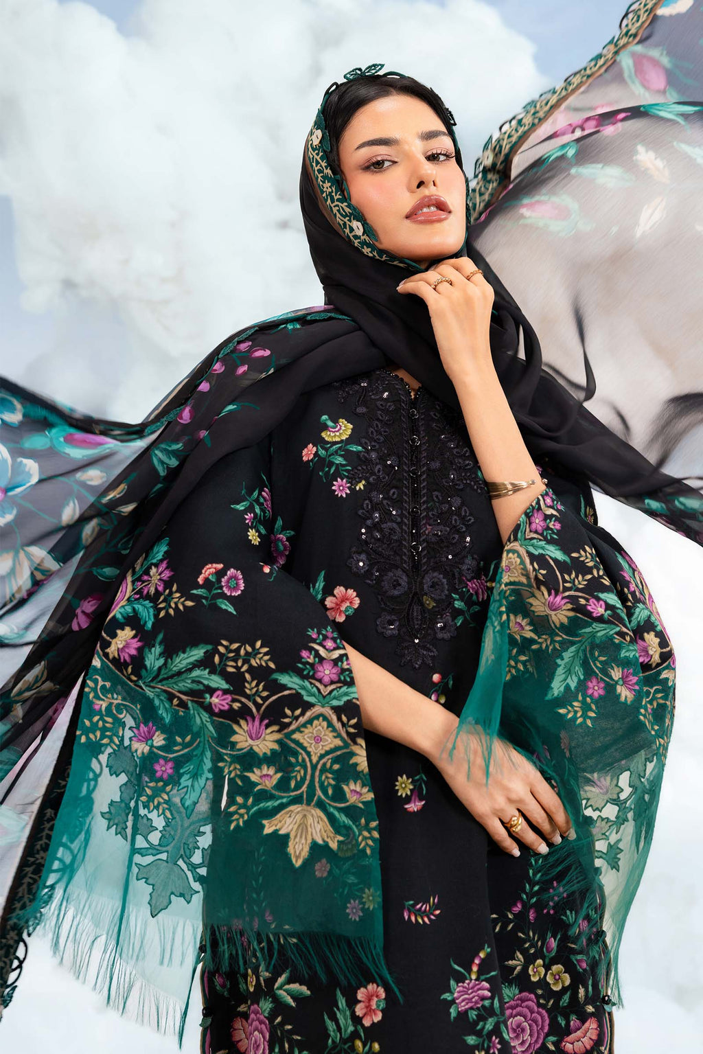 MARIA.B | M.BASICS Dreamscape Lawn Unstitched - 1B - Aarzu
