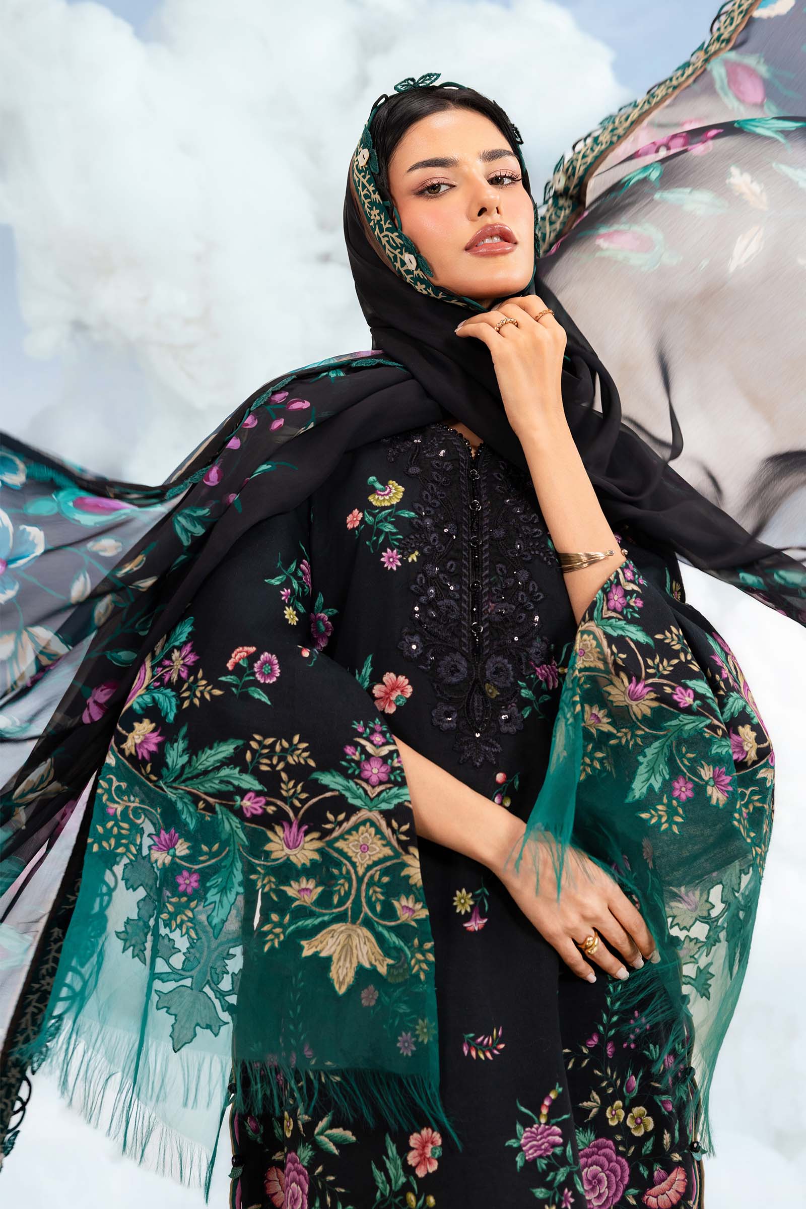 MARIA.B | M.BASICS Dreamscape Lawn Unstitched - 1B - Aarzu