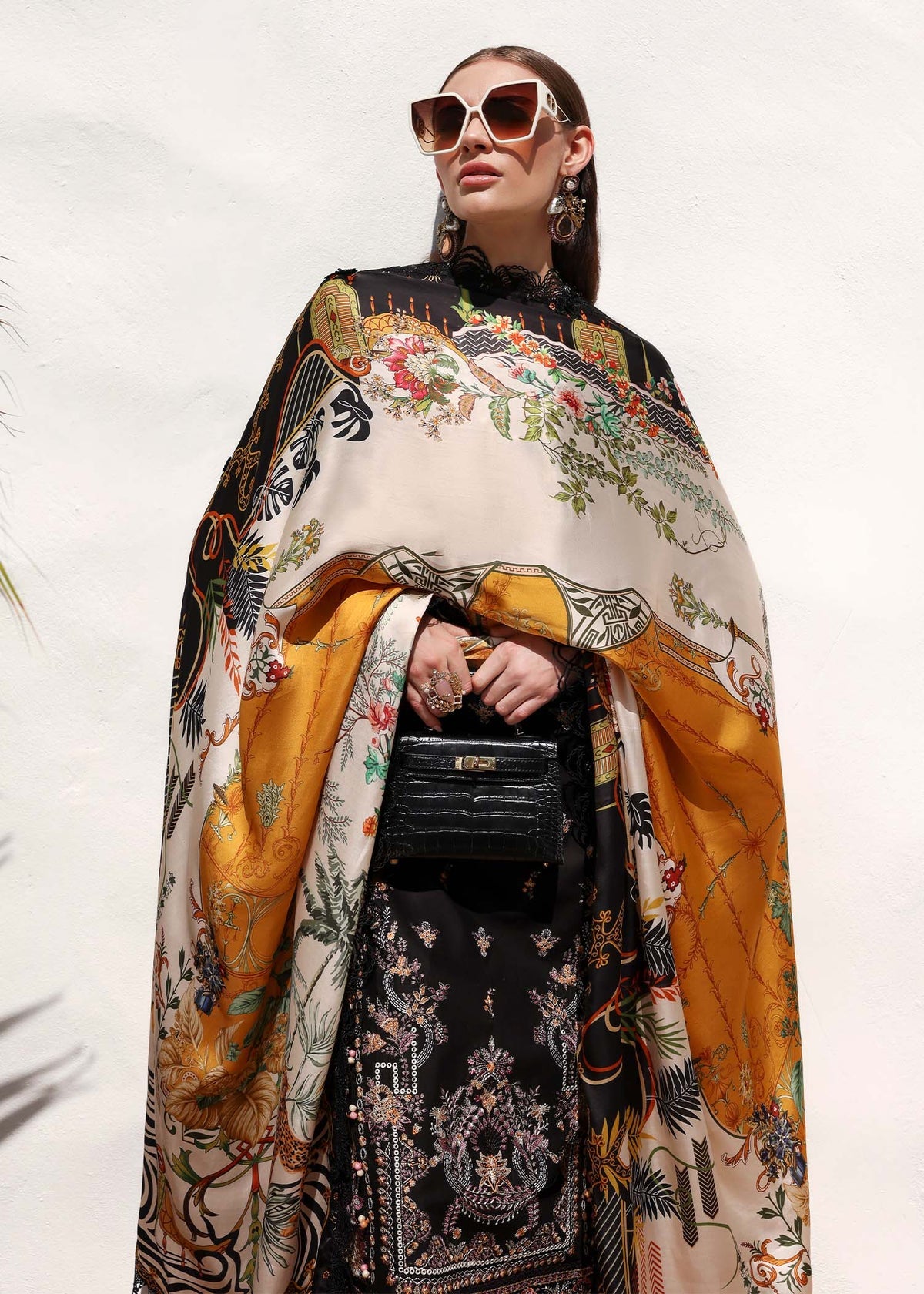 KANWAL MALIK : Elysia Luxury Lawn 2025 Unstitched - Noire