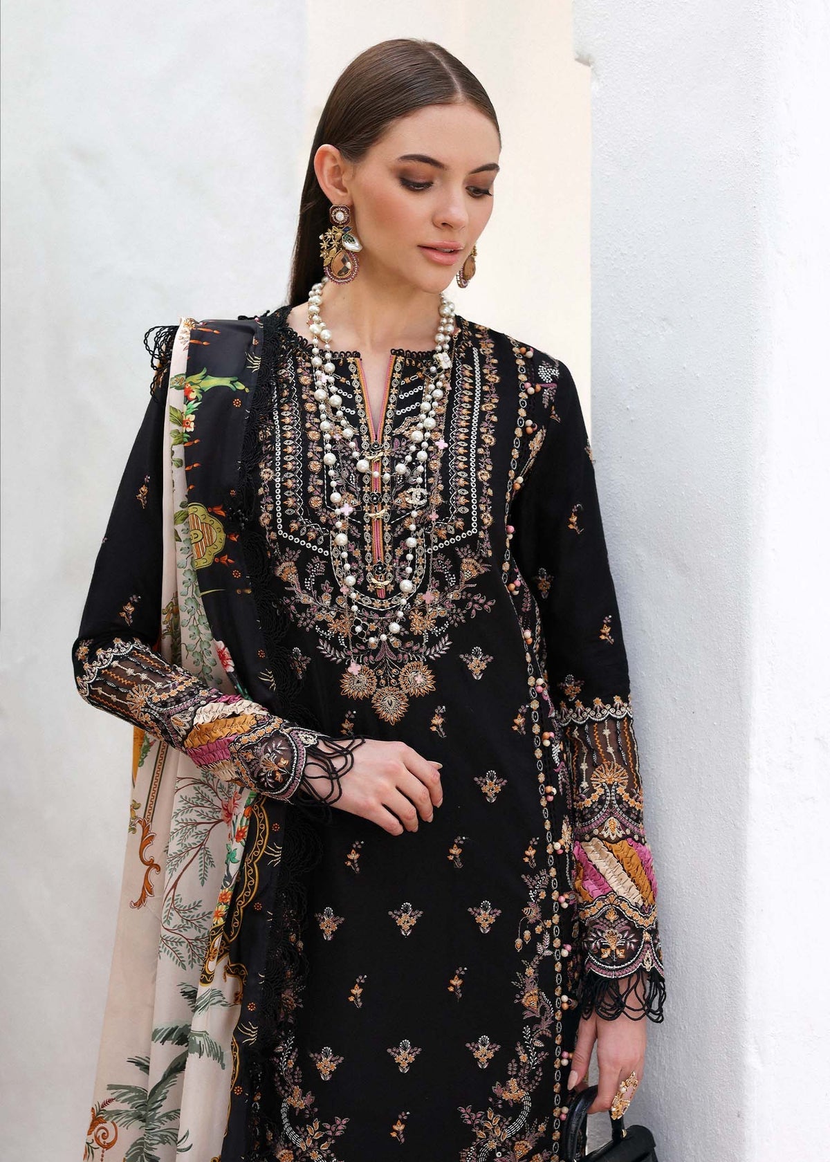 KANWAL MALIK : Elysia Luxury Lawn 2025 Unstitched - Noire