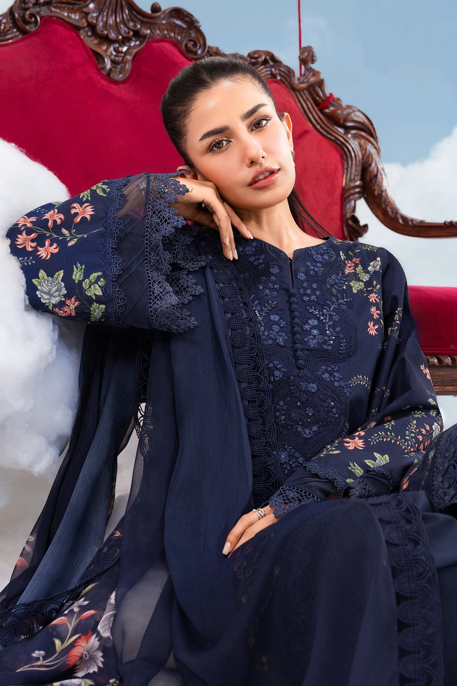 MARIA.B | M.BASICS Dreamscape Lawn Unstitched - 7B - Aarzu