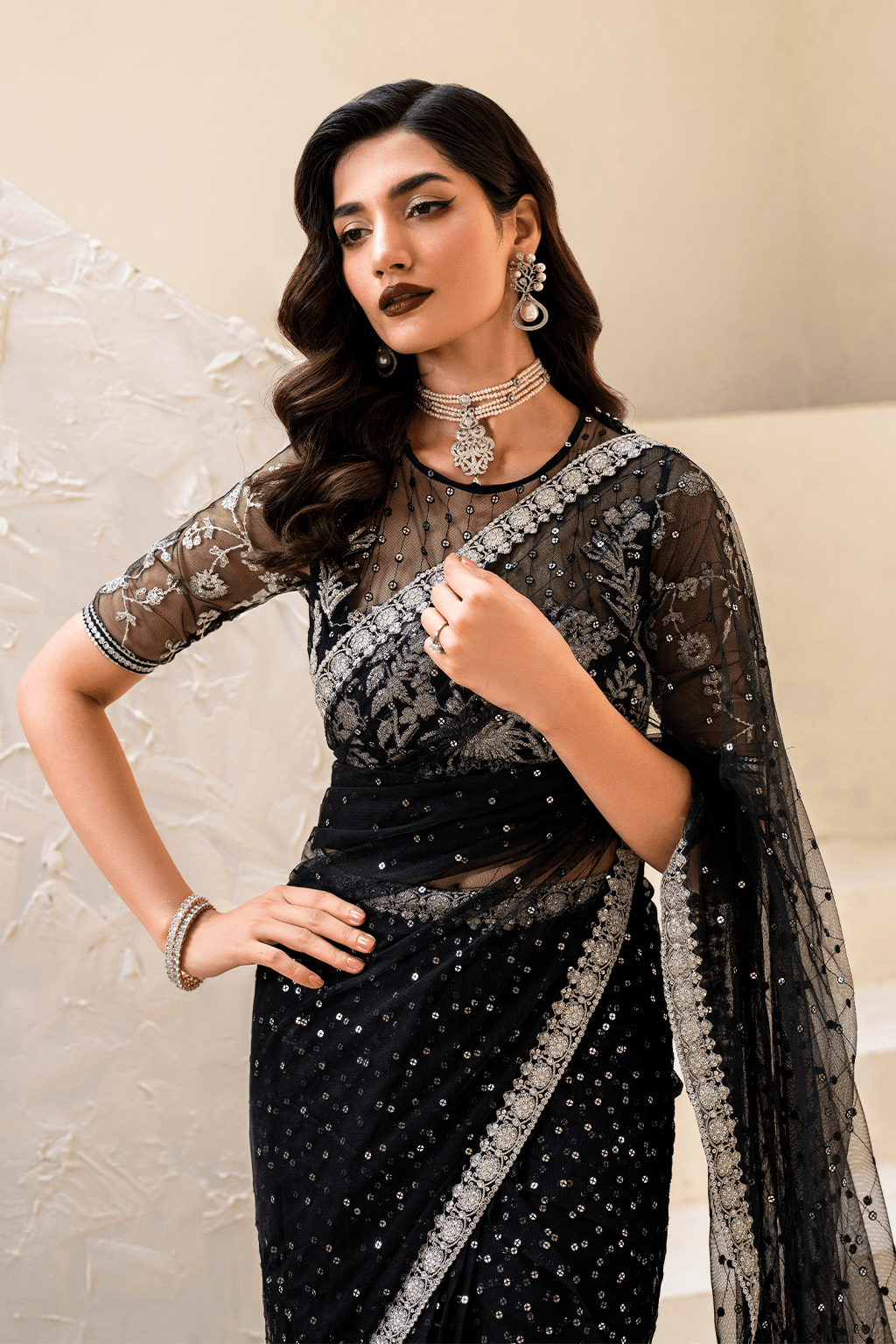 IZNIK | Chinon Chiffon '24 | CC-50 Embroidered Net Unstitched - Aarzu
