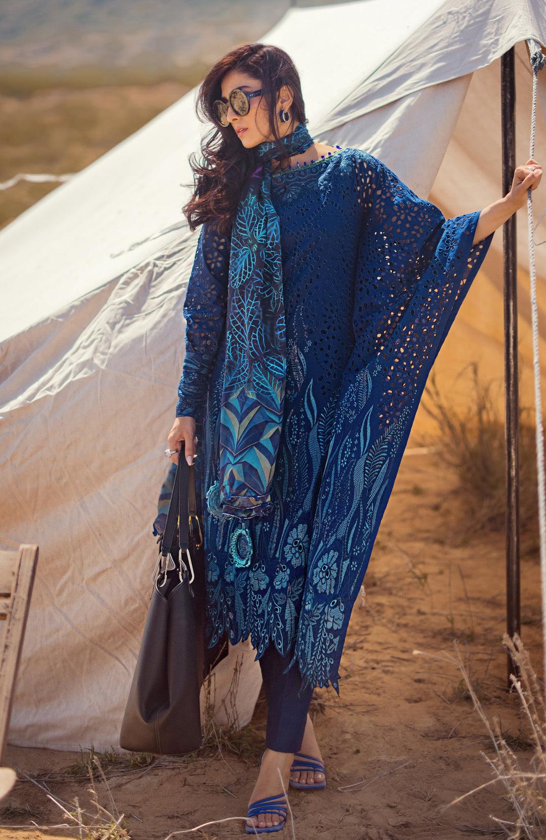 Mahiymaan | Luxury Lawn | Sapphire Shadow Aarzu