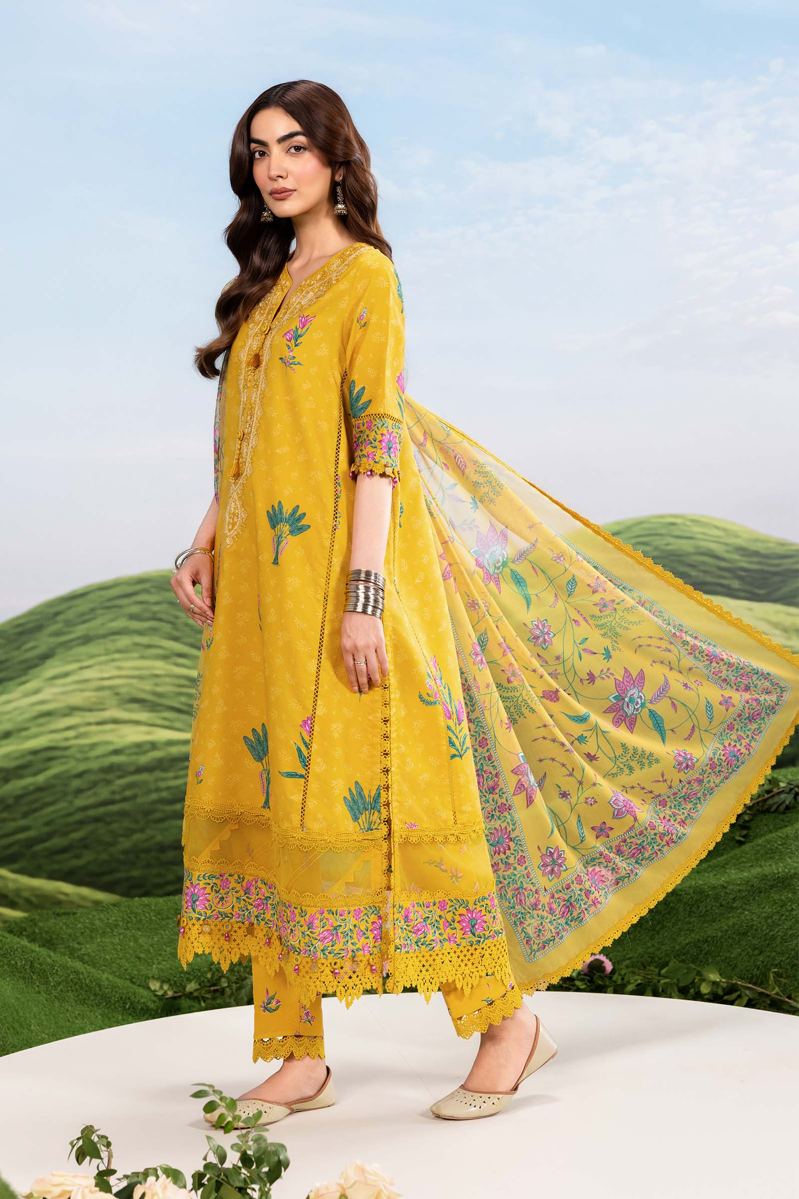 MARIA.B | M.BASICS Dreamscape Lawn Unstitched - 3A - Aarzu