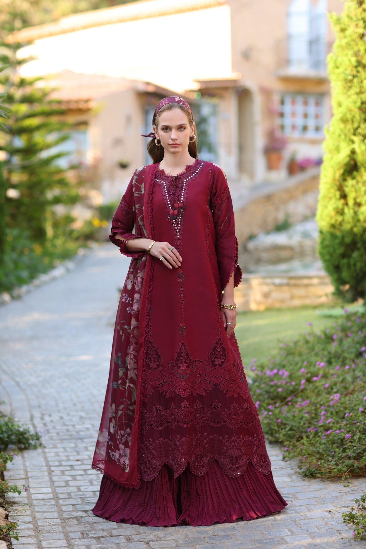 NOOR by Sadia Asad : Luxe Chikankaari 2025-D6-A  Unstitched Lawn