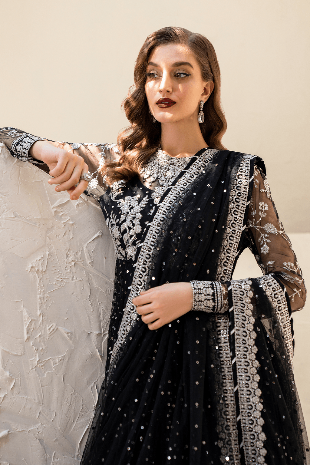 IZNIK | Chinon Chiffon '24 | CC-50 Embroidered Net Unstitched - Aarzu