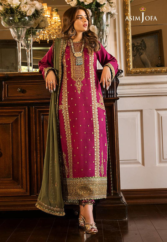 ASIM JOFA | Mahru | AJSM-01 Embroidered Silk Unstitched